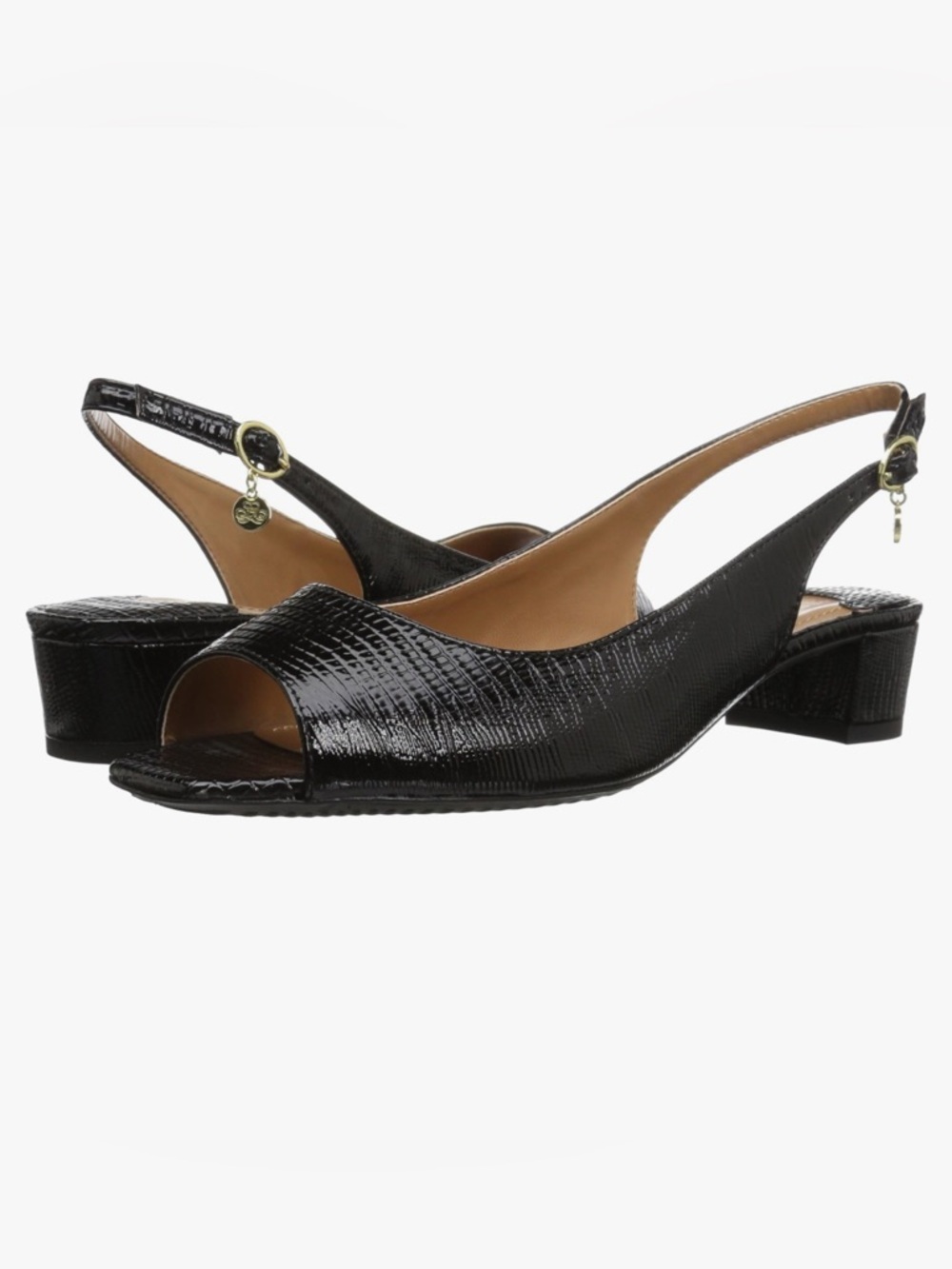 J.Reneé Karwin 
Black Slingback Peep-Toe Low Heels